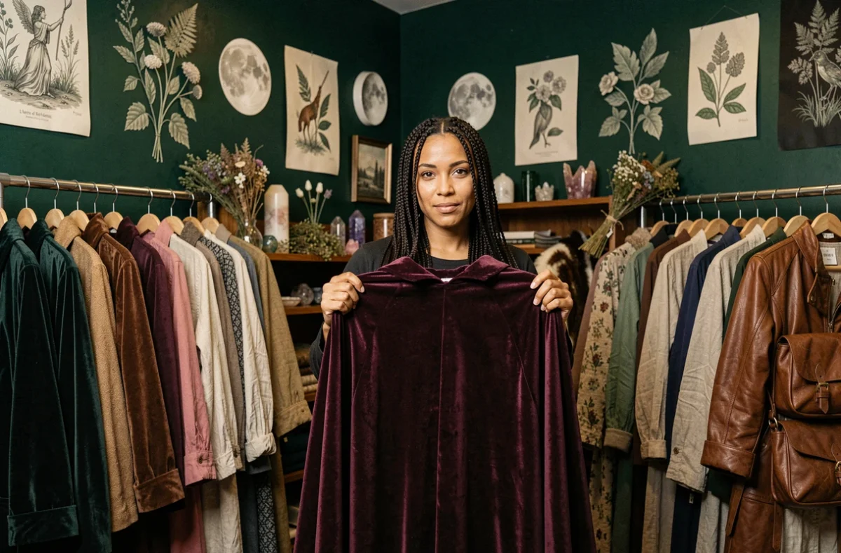 L'Antre d'Artémis, une friperie mystique et artistique avec des vêtements velours et une décoration inspirée de la nature