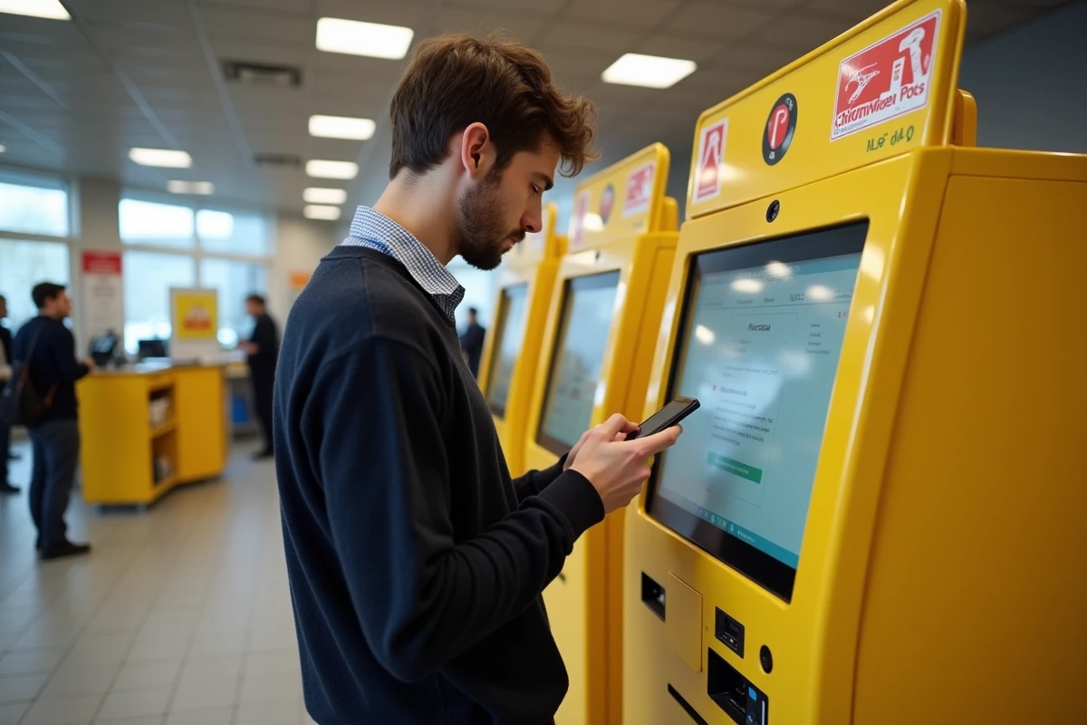 Homme regardant un message d