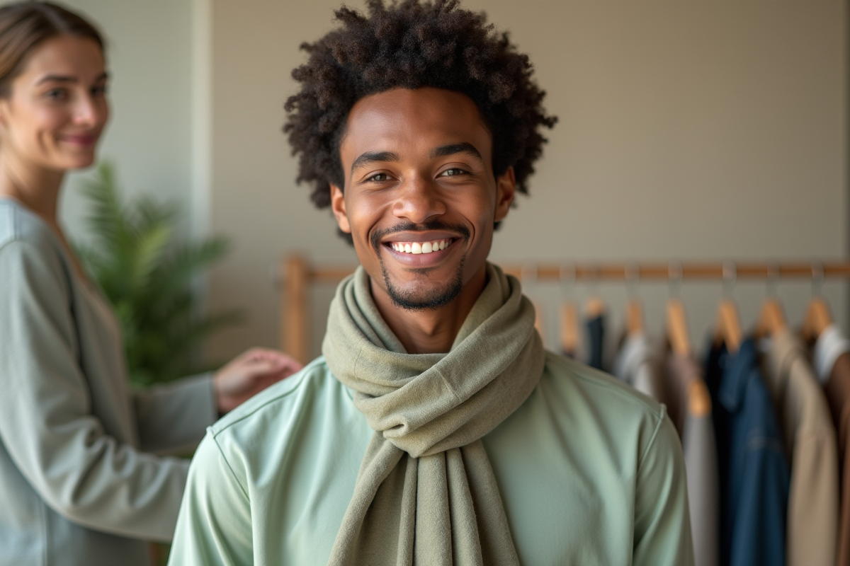 Jeune homme avec un échantillon de couleur