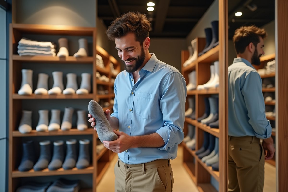 Jeune homme vérifiant la taille d