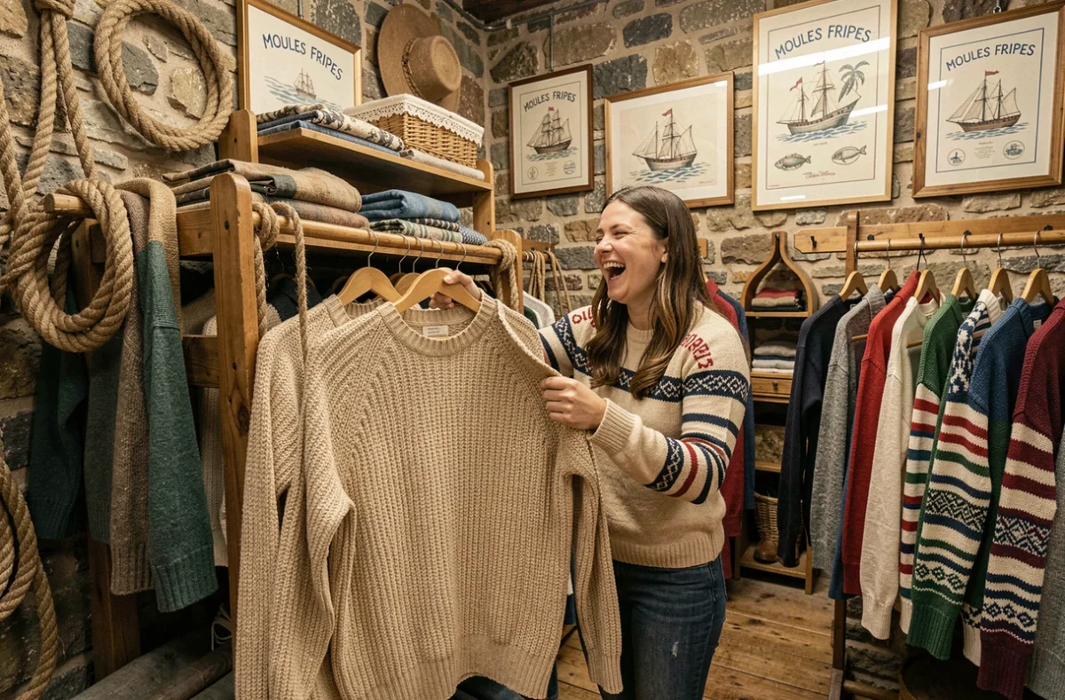 Moules Fripes, une friperie originale avec une ambiance maritime rustique et des pulls vintage en laine