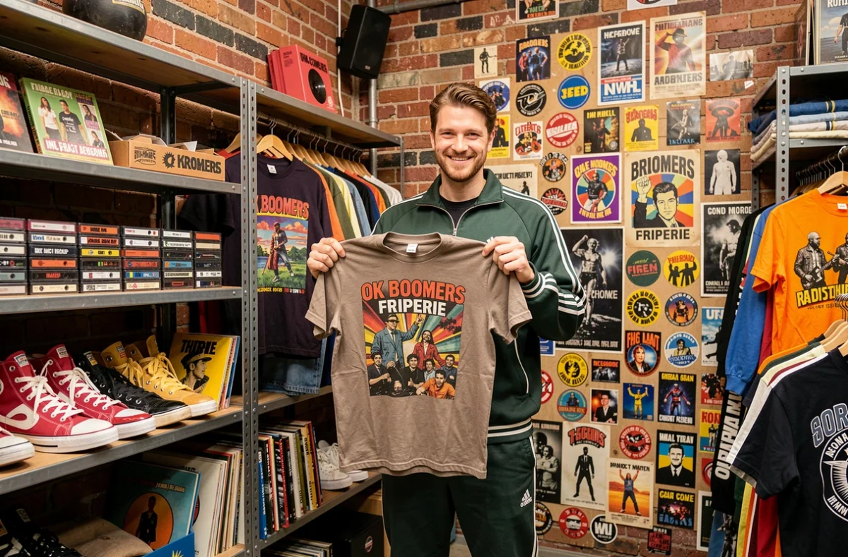 Ok Boomers Friperie avec ses vêtements rétro des années 80 et 90, vinyles et ambiance culture pop nostalgique